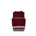 Boy's Knitted Diamond Jacquard Argyle School Vest